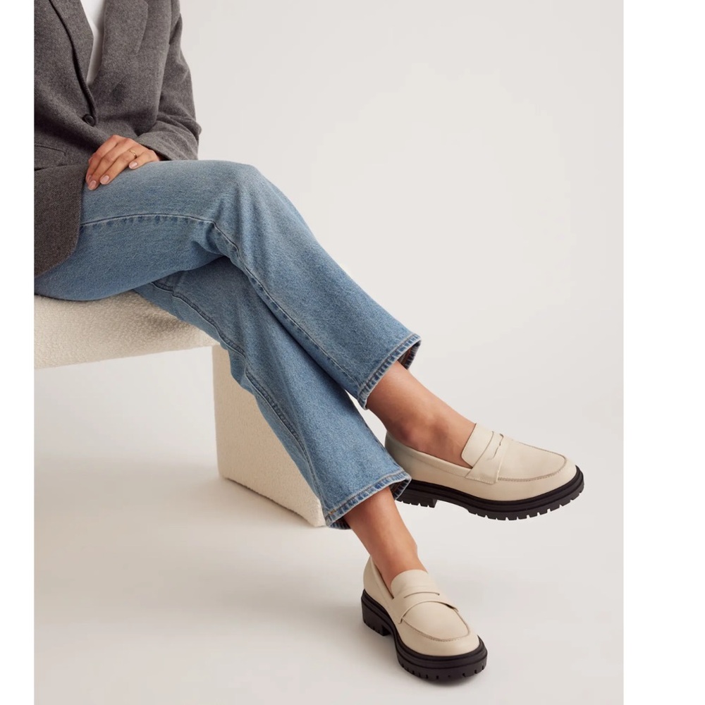 Quince Italian Leather Lug Sole Loafer Bone Cream Women's Sizes 7 and 8 NEW - Picture 10 of 12